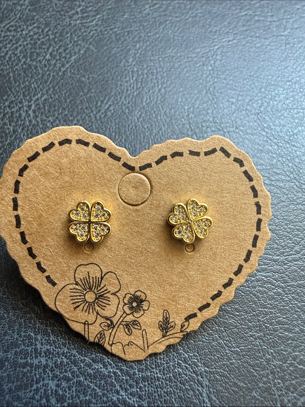 18k gold filled clover studs